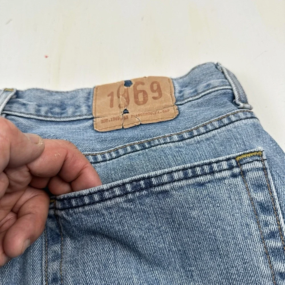 Vintage Y2K GAP Relaxed Jeans Men 34x28 Blue Denim Loose Light Wash Skate Grunge